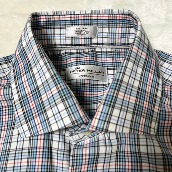 Peter Millar Crown Ease Button Up Men's M Matrix Check Plaid Long Sleeve Spring - Picture 1 of 7